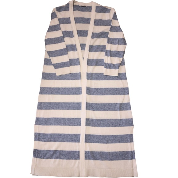 Talbots Blue/White Stripe Open Front Cardigan Sweater - S - Picture 10 of 15